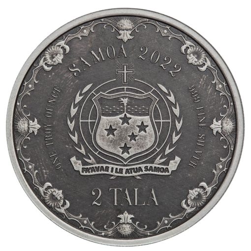 2022 (New) Samoa Pacific Mermaid Silver 1 oz Antique Coin - Image 2