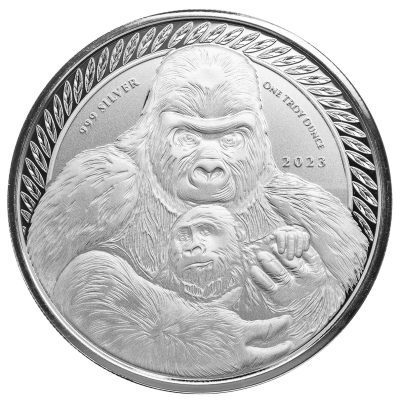 2023年 (新品) コンゴ「シルバーバック ゴリラ」純銀 1オンス 銀貨