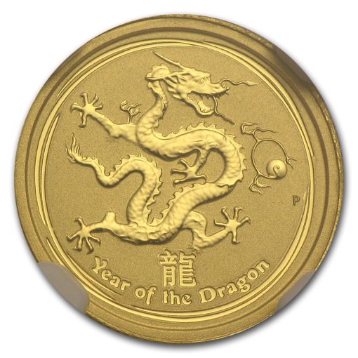 2012年 (新品) オーストラリア「干支 十二支・辰年 龍年」純金 1/20オンス  金貨 NGC MS70 - 画像 (2)