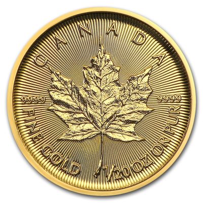 2018 (New) Canadian Maple Leaf Gold 1/20 oz coin