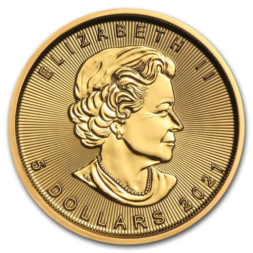 2021年 (新品) カナダ「メイプルリーフ」純金 1/10オンス 金貨 - 画像 (2)