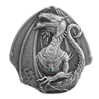 2023 (New) Fiji Dragons of the World Egyptian Dragon Silver 1 oz Antiqued Coin