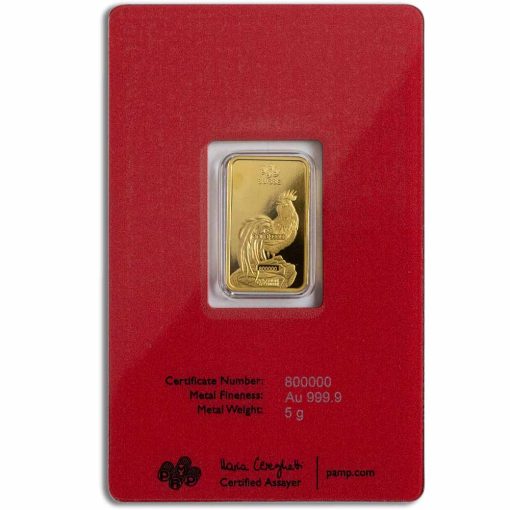 2017 (New) Pamp Swiss Lunar Year of the Rooster Gold 5 Grams Bar - Image 2