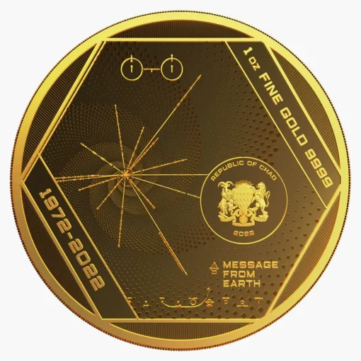 2022 (New) Chad Pioneer Plaque 50th Anniversary Gold 1 oz Coin - Image 2