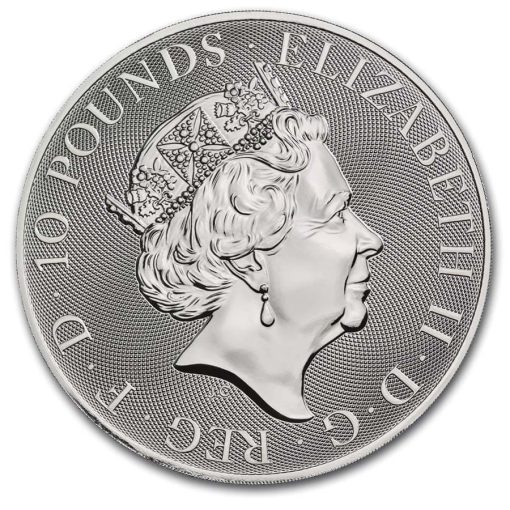 2019年 (新品) イギリス「クイーンズ ビースト・牛」純銀 10オンス 銀貨 - 画像 (2)