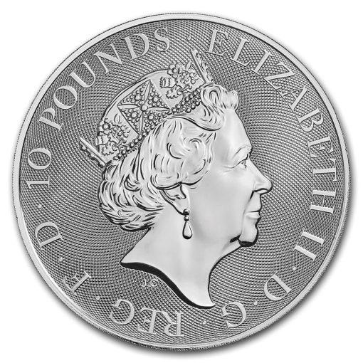 2019年 (新品) イギリス「クィーンズ ビースト・ユニコーン 一角獣」純銀 10オンス 銀貨 - 画像 (2)