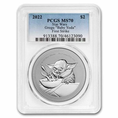 2022 (New) Niue Star Wars Grogu Baby Yoda Silver 1 oz Coin PCCS MS70