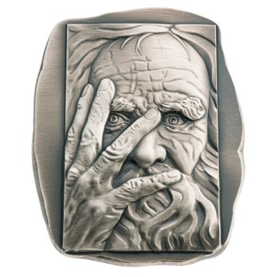(New) Canada Thinking Man Silver 10 oz High Relief Antique Bar