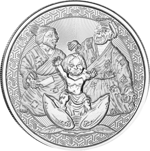 2022年 (新品) サモア「桃太郎の誕生・浮世絵風」純銀 1オンス 銀貨