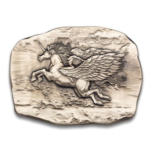 (New) Canada Winged Unicorn Silver 10 oz High Relief Antique Bar