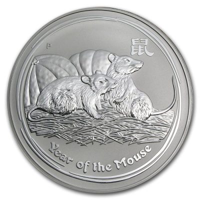 2008年 (新品) オーストラリア「干支 十二支・子年 鼠年」純銀 1キロ 銀貨