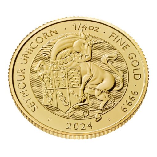 2024年 (新品) イギリス「ロイヤルチューダービースト・シーモアのユニコーン」純金 1/4オンス 金貨 - 画像 (3)