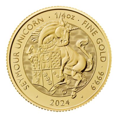 2024年 (新品) イギリス「ロイヤルチューダービースト・シーモアのユニコーン」純金 1/4オンス 金貨