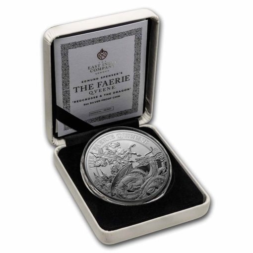 2024 (New) St. Helena Faerie Queene Redcrosse And The Dragon Silver 5 oz Proof Coin