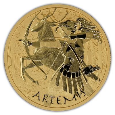 2023年 (新品) ツバル「オリンポスの神々・アルテミス 月、狩りの女神」純金 1オンス 金貨