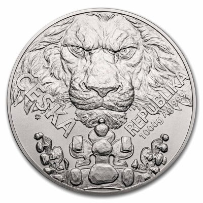 2023年 (新品) ニウエ「チェコ・ライオン」純銀 1キロ 銀貨
