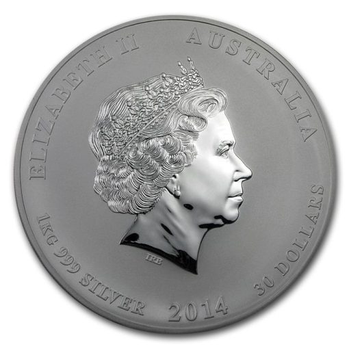 2014年 (新品) オーストラリア「干支 十二支・ 午年 馬年」純銀 1キロ 銀貨 - 画像 (2)