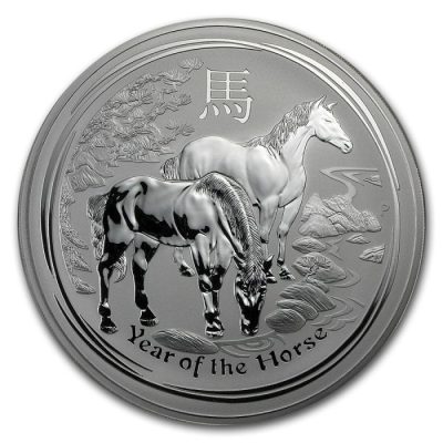 2014年 (新品) オーストラリア「干支 十二支・ 午年 馬年」純銀 1キロ 銀貨
