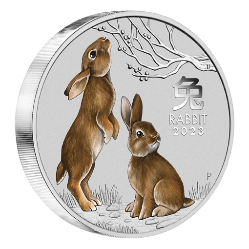 2023年 (新品) オーストラリア「干支 十二支・卯年 兎年」純銀 1キロ カラー 銀貨 - 画像 (3)