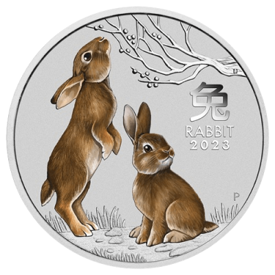 2023年 (新品) オーストラリア「干支 十二支・卯年 兎年」純銀 1キロ カラー 銀貨