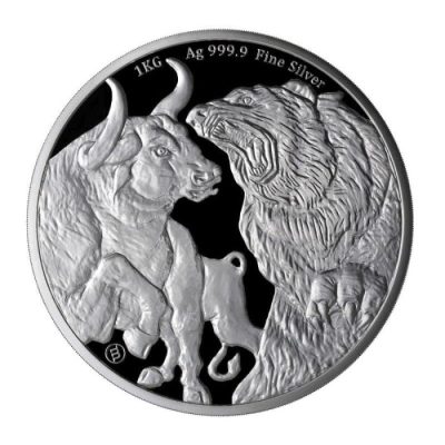 2023年 (新品) チャド「雄牛と熊」純銀 1キロ 銀貨