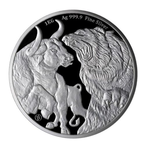 2023年 (新品) チャド「雄牛と熊」純銀 1キロ 銀貨