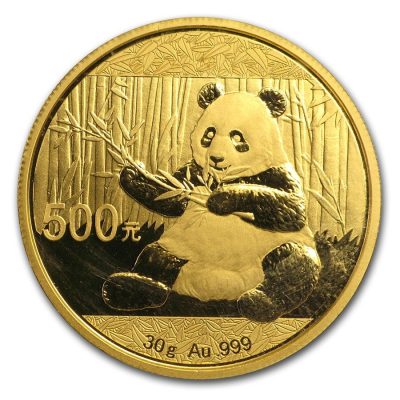 2017年 (新品) 中国「パンダ」純金 30グラム 金貨