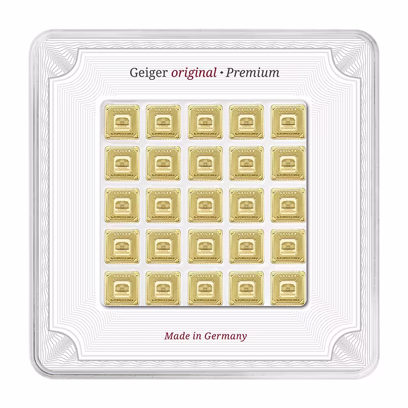 (New) Geiger Gold 1g Square Minted Bar Multipack【25 Bars】