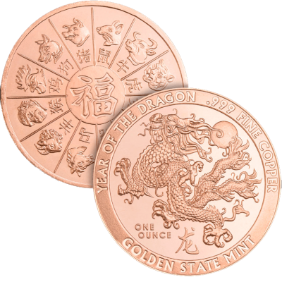 (New) Year of The Dragon Copper 1 oz Round