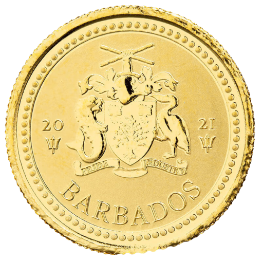 2021 (新品) バルバドス「三つ叉のほこ・トライデント」純金 1/5オンス 金貨 - 画像 (2)