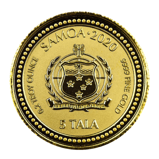 2020年 (新品) サモア「蛇・サーペント」純金 1/5オンス 金貨 - 画像 (2)