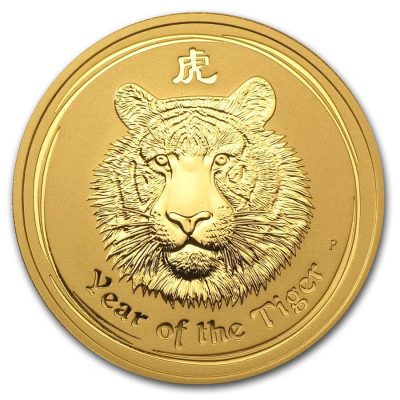 2010 (New) Australia Lunar Year of the Tiger Gold 2 oz Coin