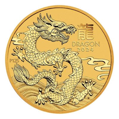 2024年 (新品) オーストラリア「干支 十二支・辰年 龍年」純金 1/2オンス 金貨