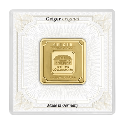 (New) Geiger Gold 1 oz Square Minted Bar