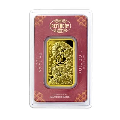 2024 (New) Asahi Lunar Dragon Gold 1 oz Bar