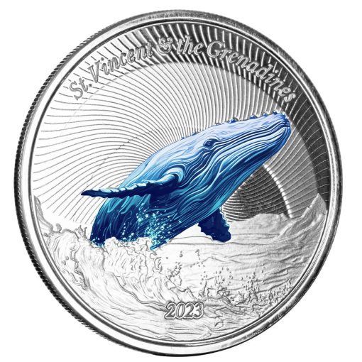 2023年 (新品) セントビンセント・グレナディーン「ザトウクジラ」純銀 1オンス プルーフ 銀貨 - 画像 (3)
