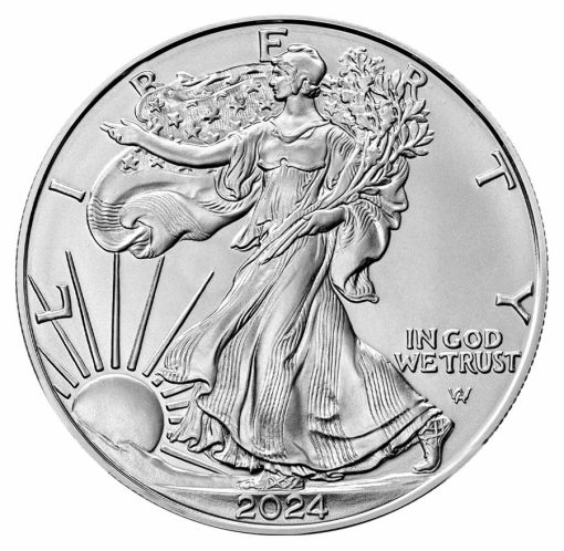 2024年 (新品) アメリカ「イーグル・ウオーキング リバティ」純銀 1オンス 銀貨 PCGS MS70 (ファーストストライク) - 画像 (2)