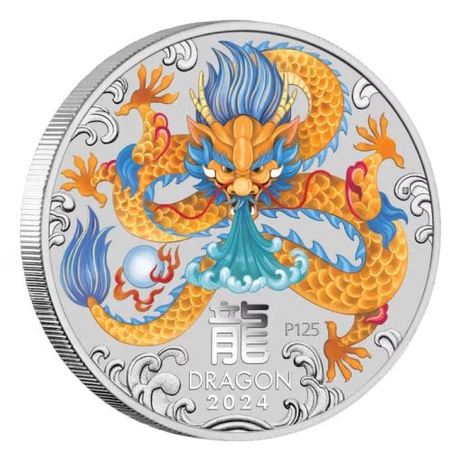 2024 (New) Australian Year of the Dragon Lunar Silver 1 oz Color Coin - Image 3
