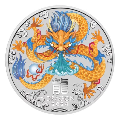 2024 (New) Australian Year of the Dragon Lunar Silver 1 oz Color Coin