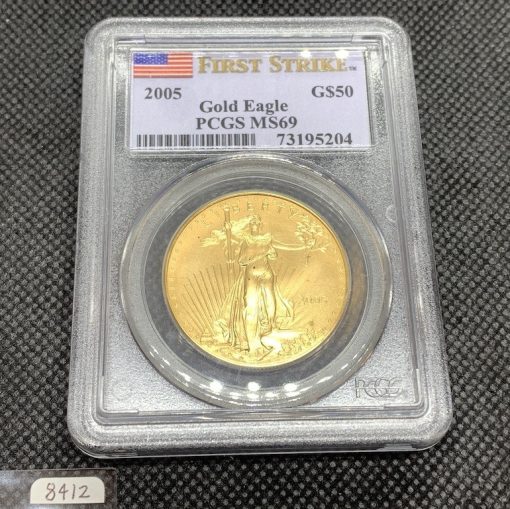 2005年 (新品) アメリカ「イーグル」純金 1オンス 金貨 PCGS MS69 (ファーストストライク) #8412