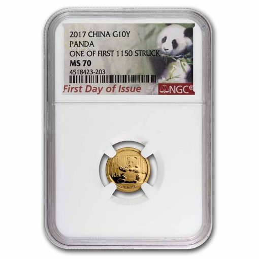 2017年 (新品) 中国「パンダ」純金 MS70 金貨【3枚セット】 - 画像 (6)
