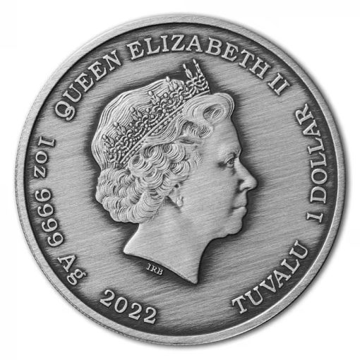 2022 (New) Tuvalu Gods of Olympus Athena Silver 1 oz Antique Coin - Image 2