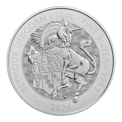 2024年 (新品) イギリス「ロイヤルチューダービースト・シーモアのユニコーン」純銀 10オンス 銀貨