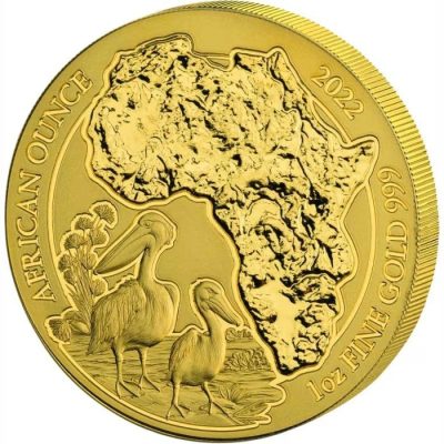 2022年 (新品) ルワンダ「アフリカ・ペリカン」純金 1オンス 金貨
