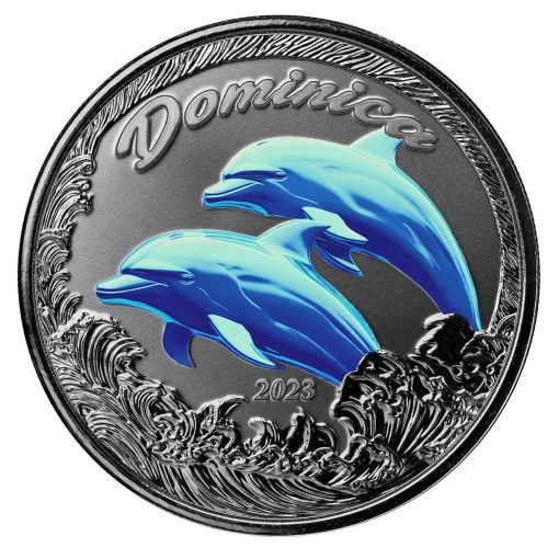 2023 (New) Dominica Dolphin Silver 1 oz Color Proof Coin - Image 2