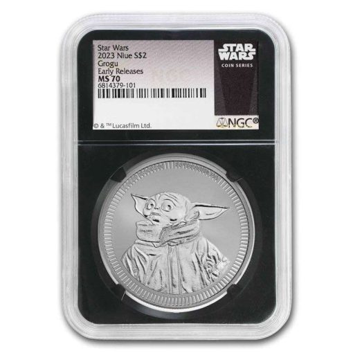 2023年 (新品) ニウエ「スターウオーズ・ベイビーヨーダ」純銀 1オンス 銀貨 NGC MS70