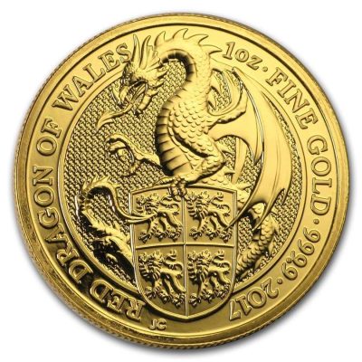 【3日以内に発送】2017年 (新品) イギリス「クィーンズ ビースト・ドラゴン 龍」純金 1オンス 金貨