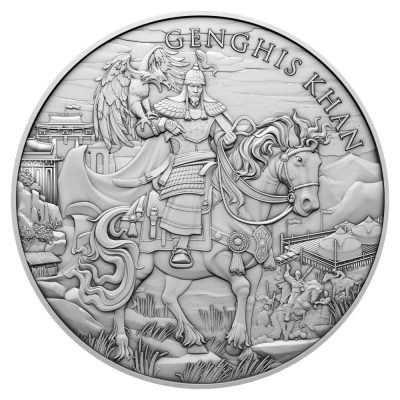 (New) USA Legendary Warriors Genghis Khan Silver 1 oz Round