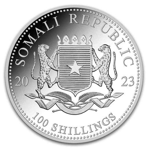 2023 (New) Somalia African Wildlife Leopard Silver 1 oz Coin - Image 2