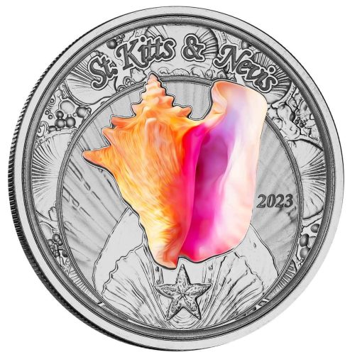 2023 St. Kitts & Nevis Conch Shell Silver 1 oz Color Proof Coin - Image 4
